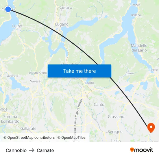 Cannobio to Carnate map