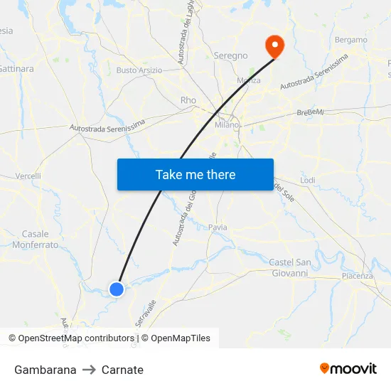 Gambarana to Carnate map