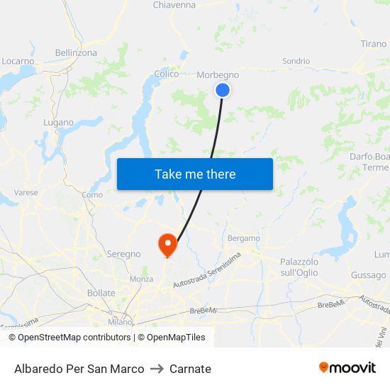 Albaredo Per San Marco to Carnate map