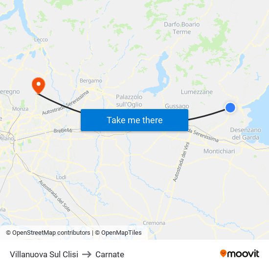 Villanuova Sul Clisi to Carnate map