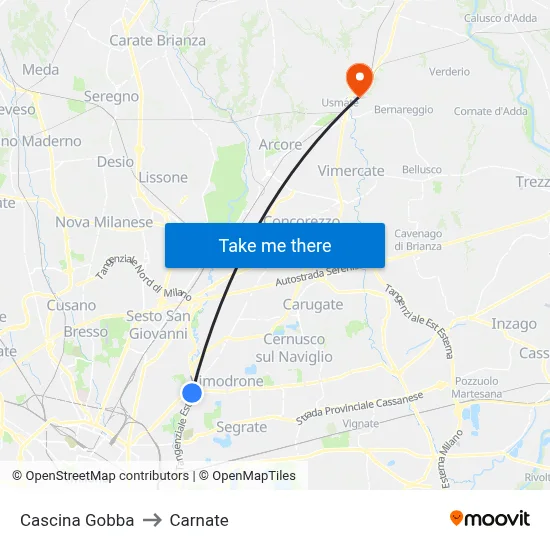 Cascina Gobba to Carnate map