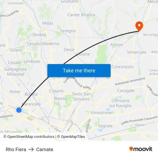 Rho Fiera to Carnate map