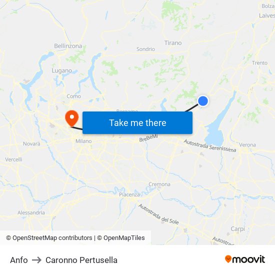 Anfo to Caronno Pertusella map