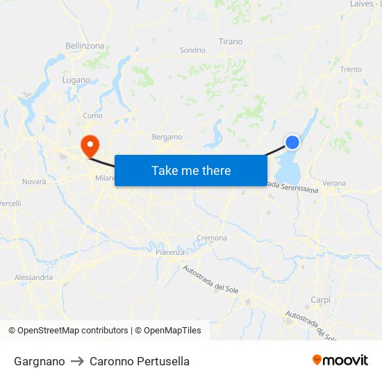 Gargnano to Caronno Pertusella map