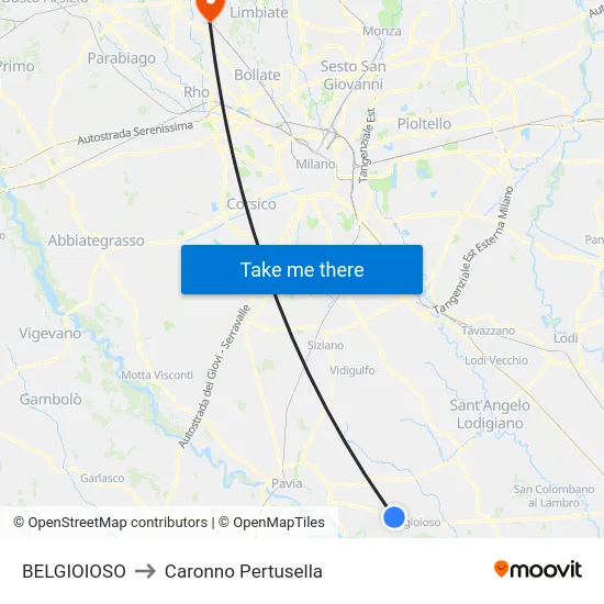 BELGIOIOSO to Caronno Pertusella map
