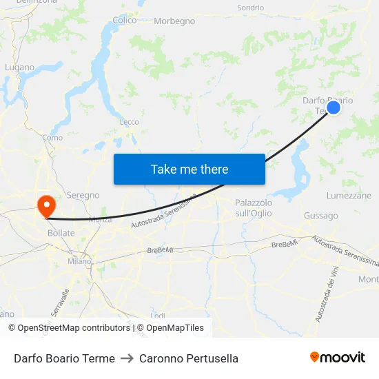 Darfo Boario Terme to Caronno Pertusella map