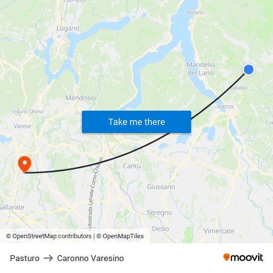 Pasturo to Caronno Varesino map