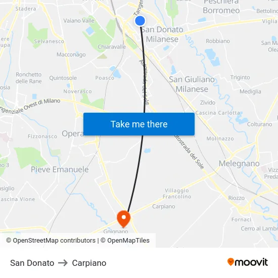 San Donato to Carpiano map