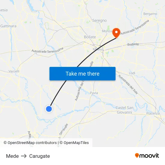 Mede to Carugate map