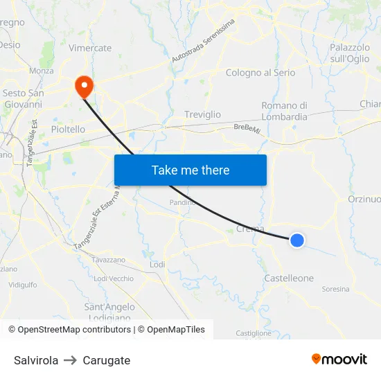 Salvirola to Carugate map