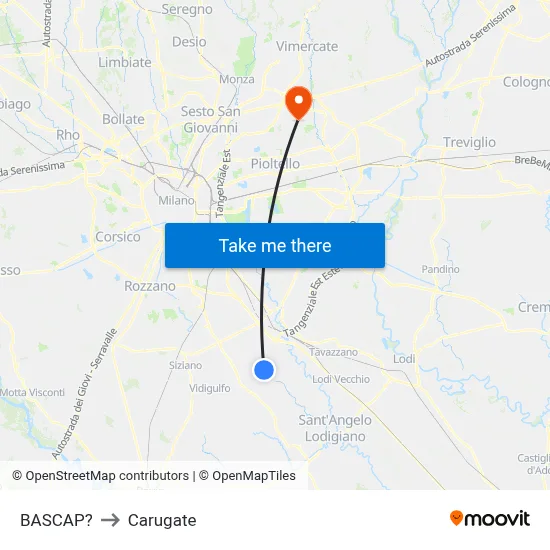 Bascap to Carugate map
