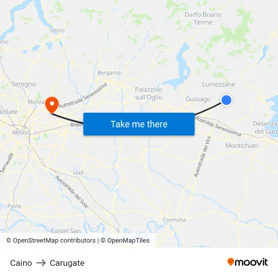 Caino to Carugate map