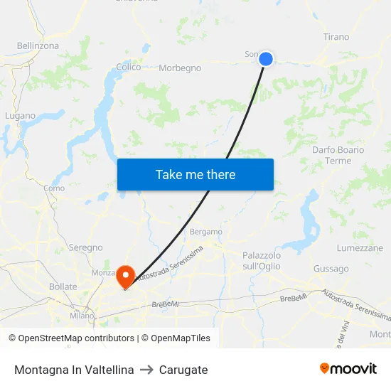 Montagna In Valtellina to Carugate map
