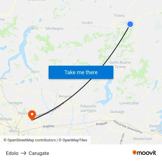 Edolo to Carugate map