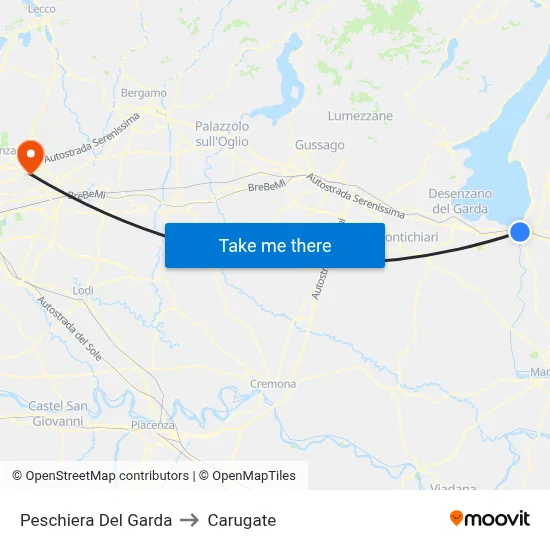 Peschiera Del Garda to Carugate map