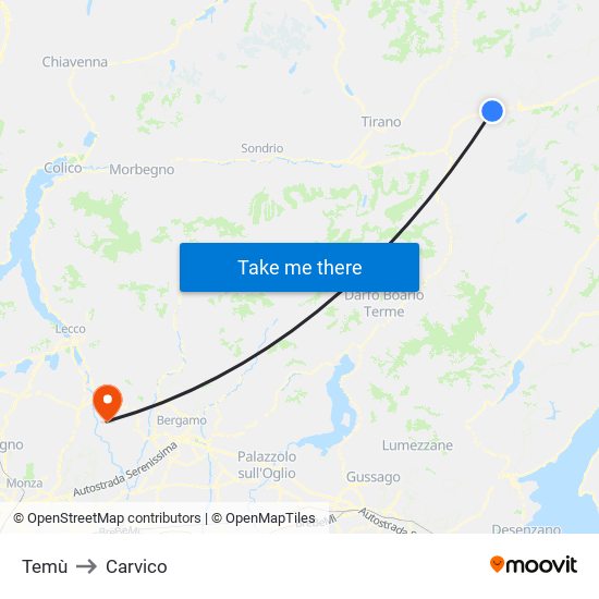 Temù to Carvico map