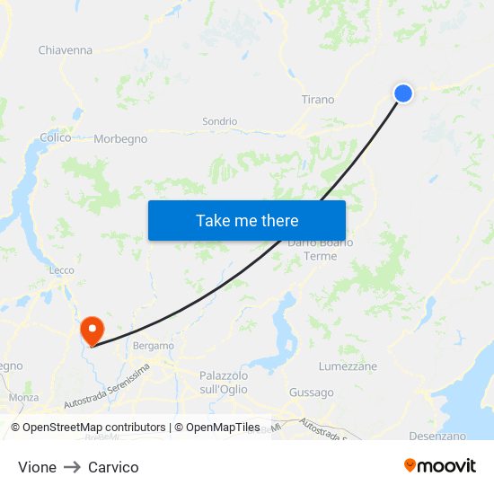 Vione to Carvico map