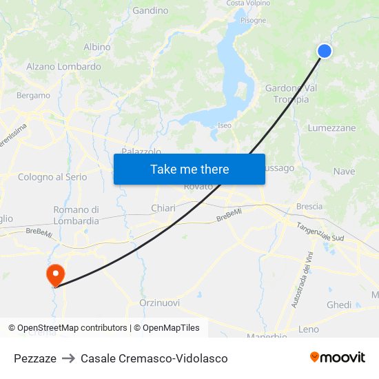 Pezzaze to Casale Cremasco-Vidolasco map