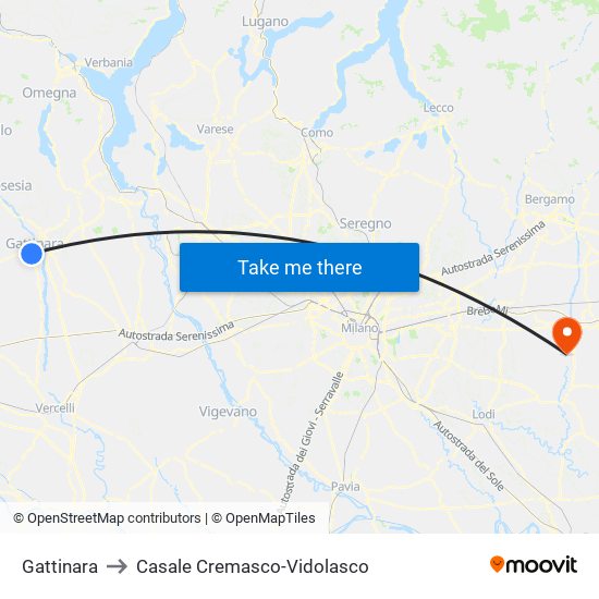 Gattinara to Casale Cremasco-Vidolasco map