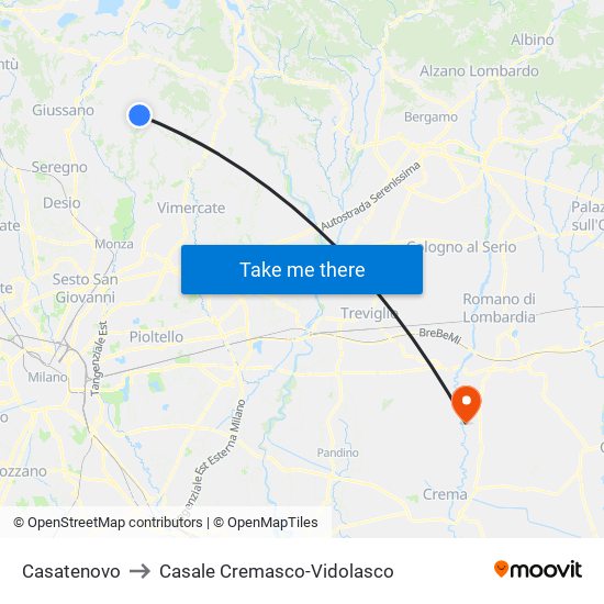 Casatenovo to Casale Cremasco-Vidolasco map