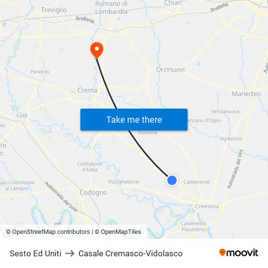 Sesto Ed Uniti to Casale Cremasco-Vidolasco map