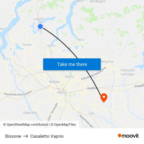 Bissone to Casaletto Vaprio map