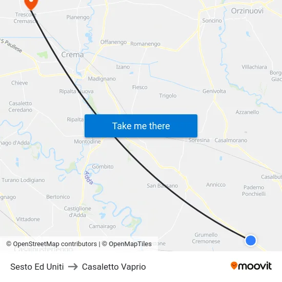 Sesto Ed Uniti to Casaletto Vaprio map