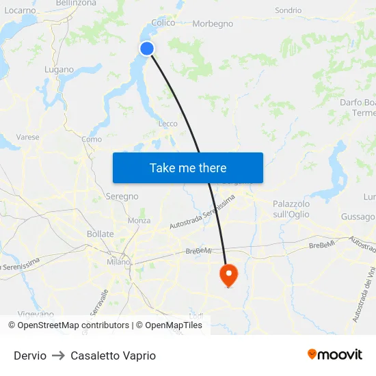 Dervio to Casaletto Vaprio map