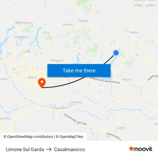 Limone Sul Garda to Casalmaiocco map