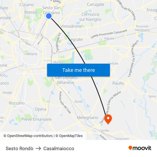 Sesto Rondò to Casalmaiocco map