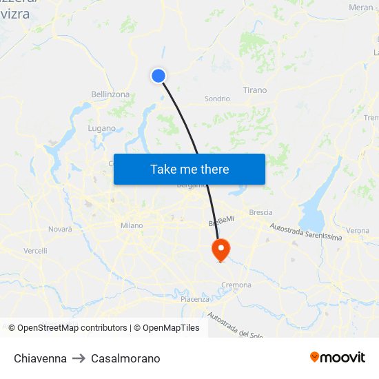 Chiavenna to Casalmorano map