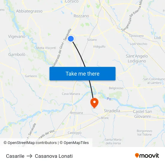 Casarile to Casanova Lonati map