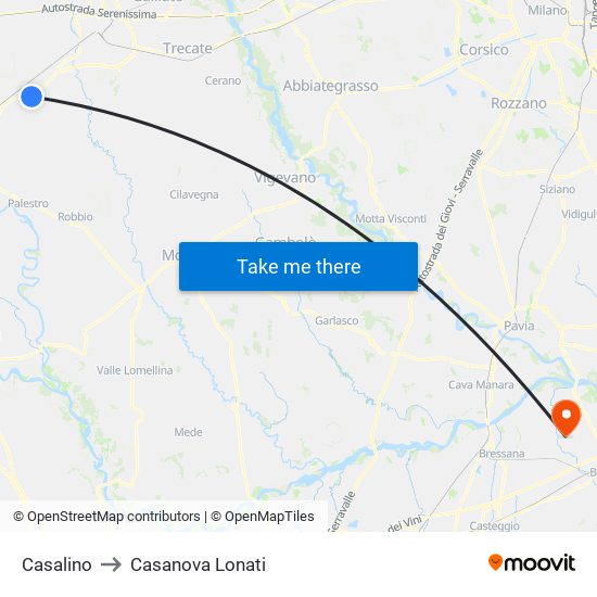 Casalino to Casanova Lonati map