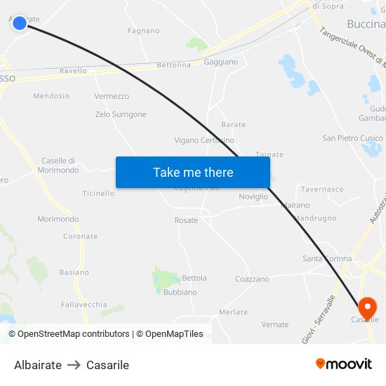 Albairate to Casarile map