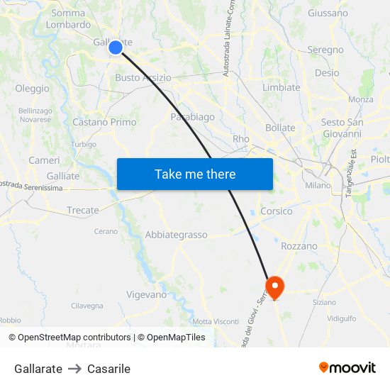 Gallarate to Casarile map