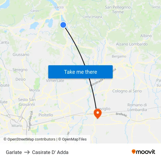 Garlate to Casirate D' Adda map