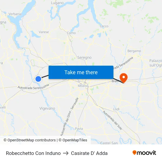 Robecchetto Con Induno to Casirate D' Adda map