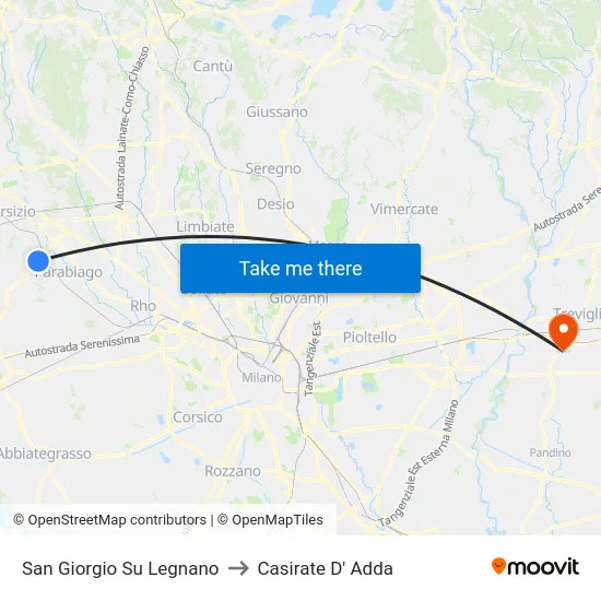 San Giorgio Su Legnano to Casirate D' Adda map