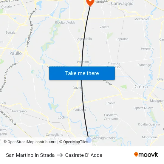 San Martino In Strada to Casirate D' Adda map