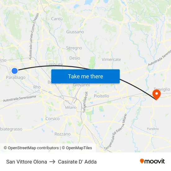 San Vittore Olona to Casirate D' Adda map
