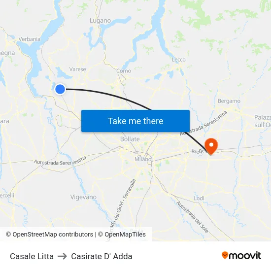 Casale Litta to Casirate D' Adda map
