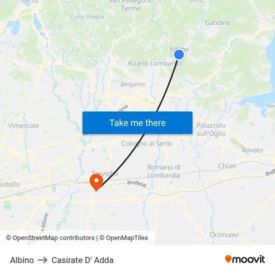 Albino to Casirate d'Adda map