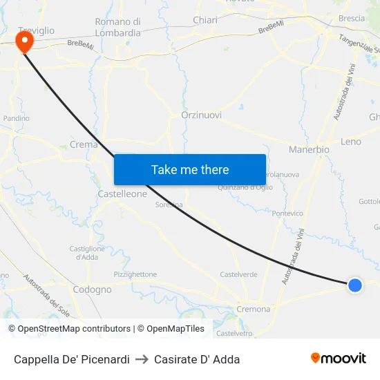 Cappella De' Picenardi to Casirate D' Adda map