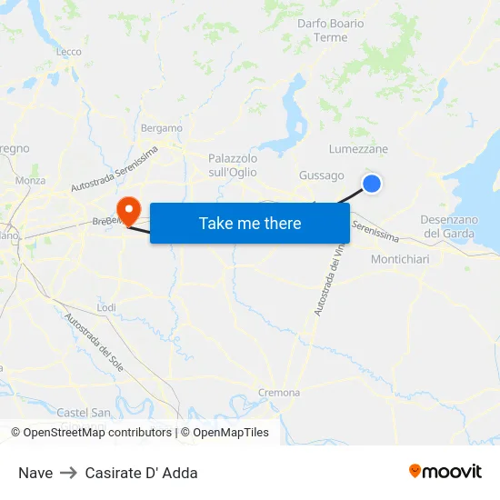 Ship to Casirate d'Adda map