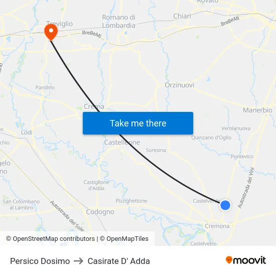 Persico Dosimo to Casirate D' Adda map