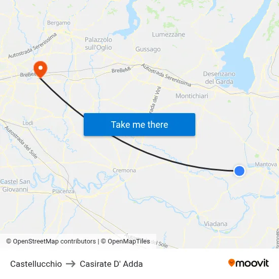 Castellucchio to Casirate d'Adda map