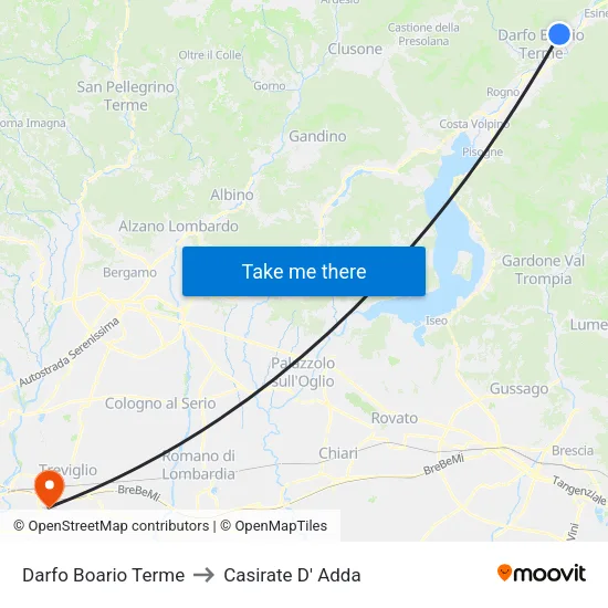 Darfo Boario Terme to Casirate D' Adda map