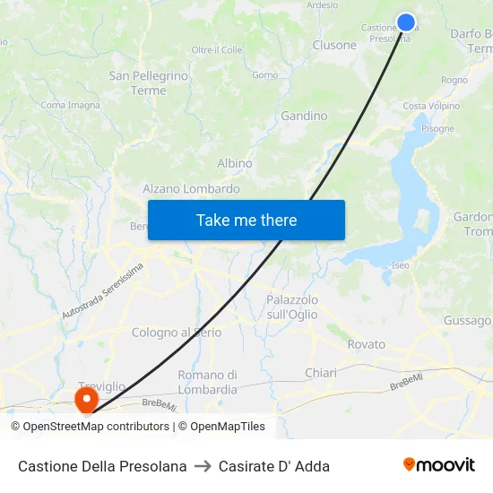 Castione Della Presolana to Casirate d'Adda map