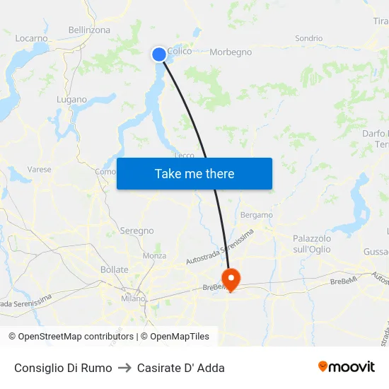 Consiglio Di Rumo to Casirate D' Adda map