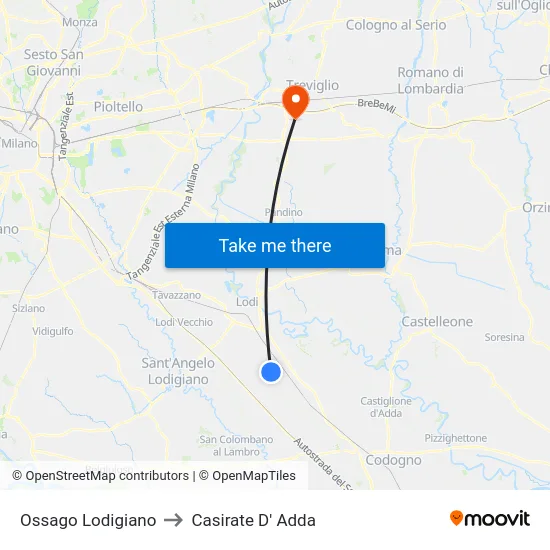 Ossago Lodigiano to Casirate D' Adda map